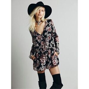 Free People float away Black and Pink Floral romper